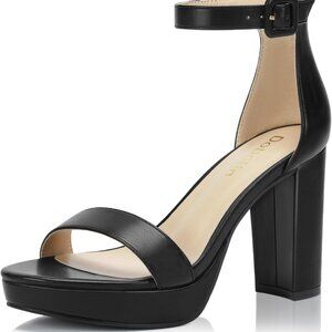 Women Platform Heels Faux Leather 4 Inch Ankle Strap Open Toe Wedding Party